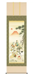 掛け軸／掛軸【開運画】 七福神吉祥乃図（しちふくじんきっしょうのず） （長江 桂舟） 家運隆盛 開運 七福神 富士 鶴亀 【送料無料】【代引き手数料無料】
