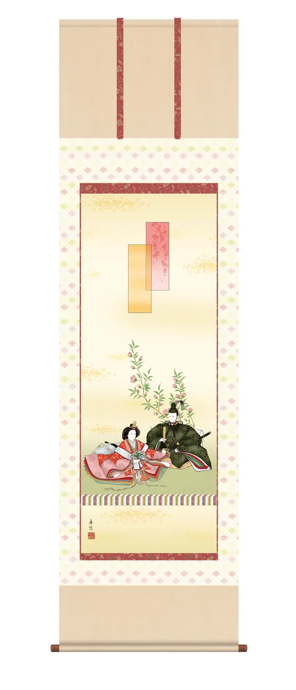 桃の節句・お雛様 掛軸【お雛さま】段雛（西尾 香悦） 桃の節句 御雛様 商品画像