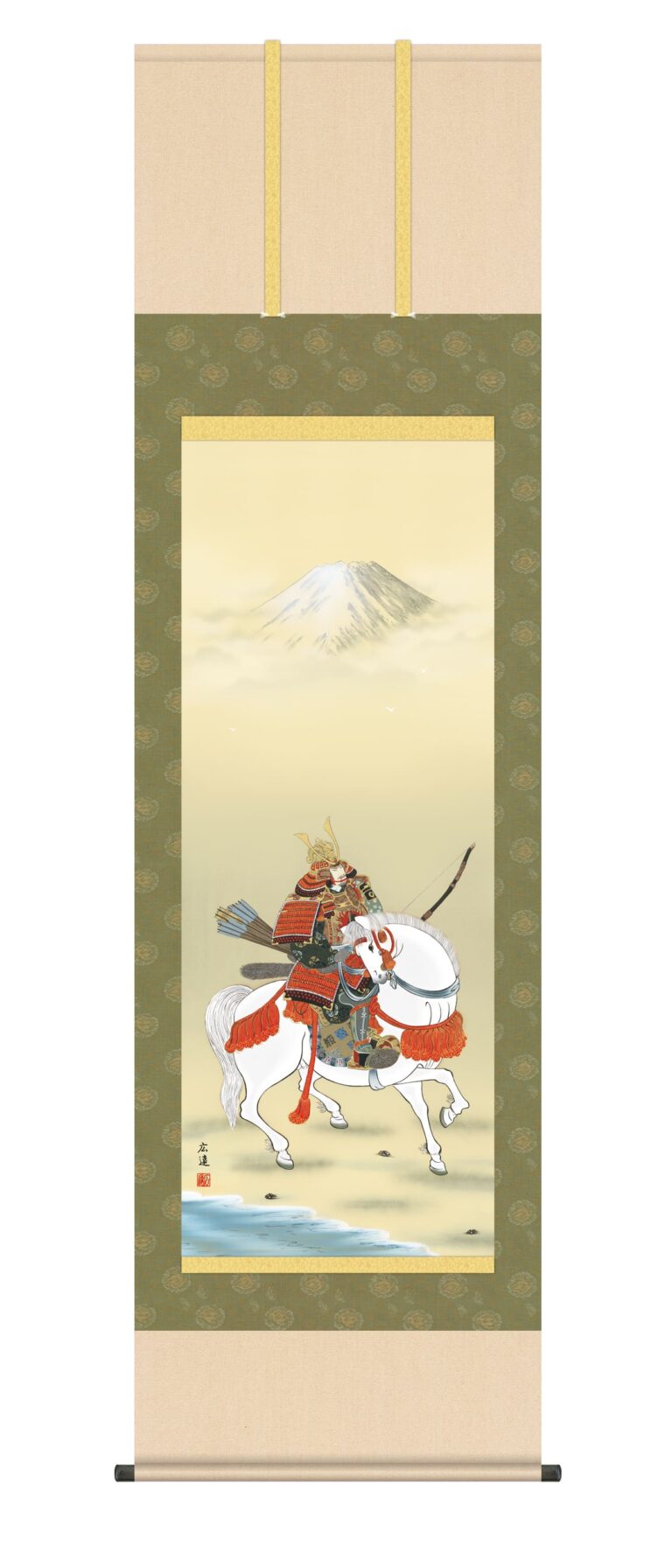 掛け軸／掛軸 馬上武者（田中 広遠） 端午の節句 白馬 富士【送料無料】【代引手数料無料】