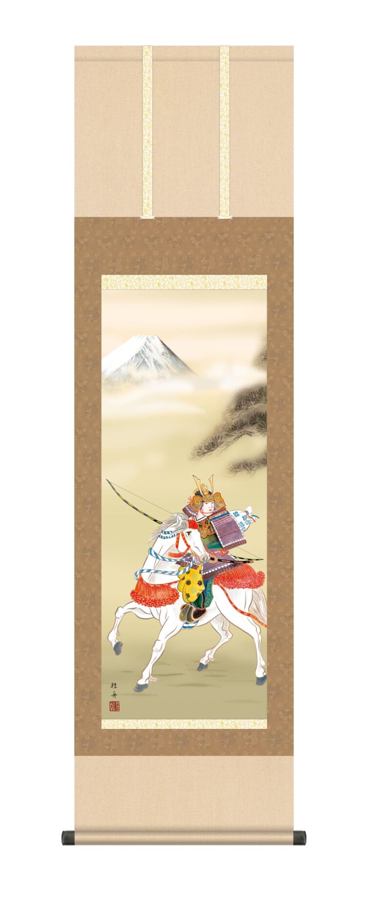 掛け軸(掛軸)【尺三】 白馬武者（長江 桂舟） 端午の節句 初節句 男の子 武者【送料無料】【代引手数料無料】