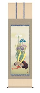 掛け軸／掛軸【花鳥/尺五】<br>兜と菖蒲（長江　桂舟）<br>　端午の節句　兜　菖蒲　男の子【送料無料】【代引手数料無料】