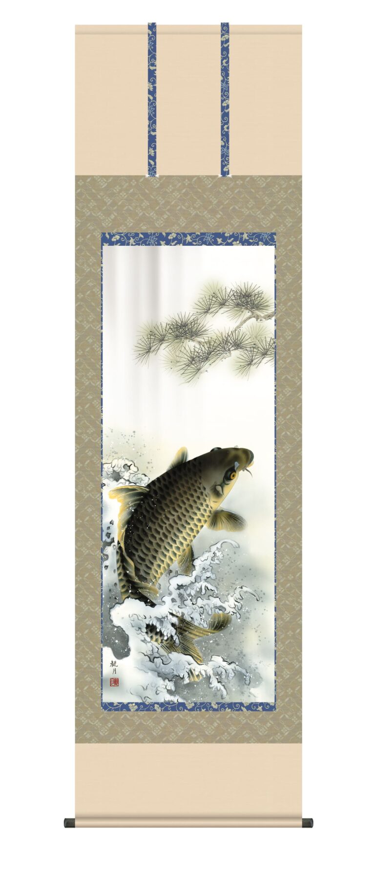 鯉・夫婦鯉 掛軸【鯉】大昇鯉（森山 観月） 端午の節句 出世栄達 鯉
