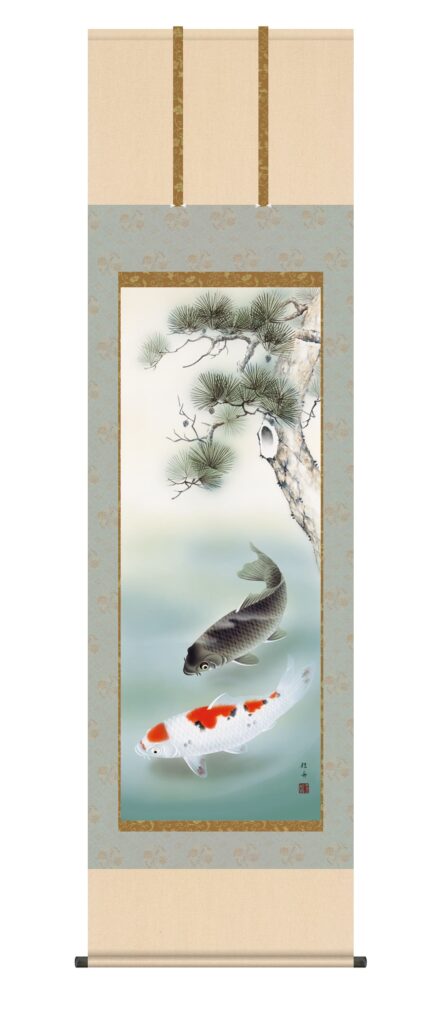 掛け軸／掛軸【武者・節句】 松下遊鯉（長江 桂舟） 端午の節句 出世栄達 鯉【送料無料】【代引手数料無料】