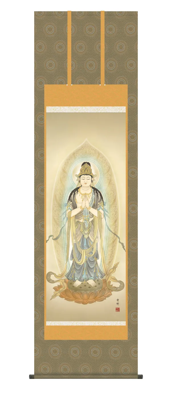 掛け軸 掛軸 観音様 聖観音（中山 雪邨） 仏事画 行事飾り 観音 送料無料 代引手数料無料