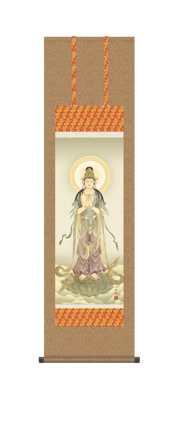 掛け軸(掛軸 かけじく)【尺三幅】 聖観音（中山 雪邨） 行事飾り 仏事画 観音【送料無料】【代引き手数料無料】