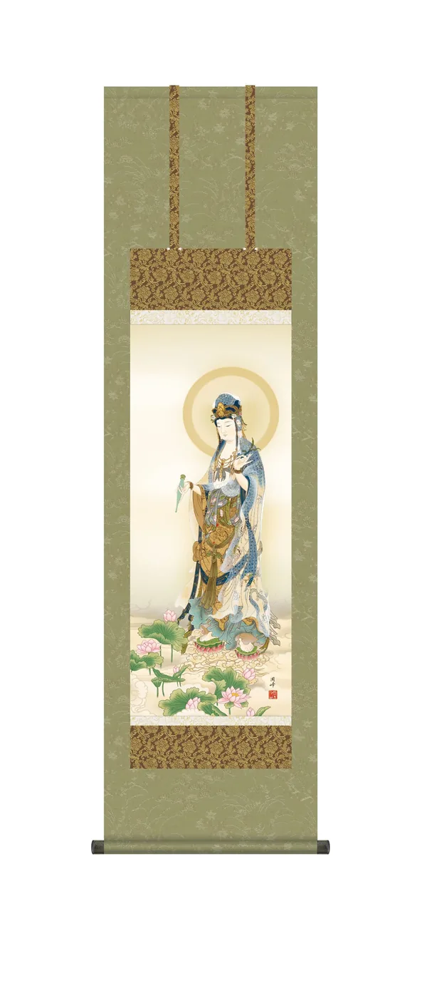【掛け軸／掛軸／観音】 蓮上観音（高畠 周峰） 仏事画 行事飾り 【送料無料】【代引き手数料無料】