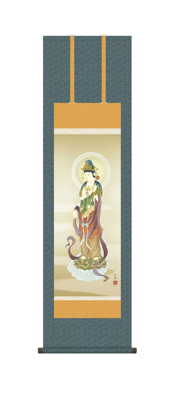 掛け軸(掛軸)【尺三幅】 雲上観音（小野 洋舟） 仏事画 行事飾り 観音様【送料無料】【代引き手数料無料】