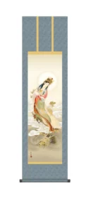 掛け軸 (掛軸)【尺三幅】 龍上観音(長江桂舟) 観音 龍 行事飾り 仏事画【送料無料】【代引手数料無料】