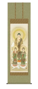 掛け軸／掛軸【仏書画】 阿弥陀三尊佛（高見 蘭石） 仏事画 行事飾り【送料無料】【代引手数料無料】