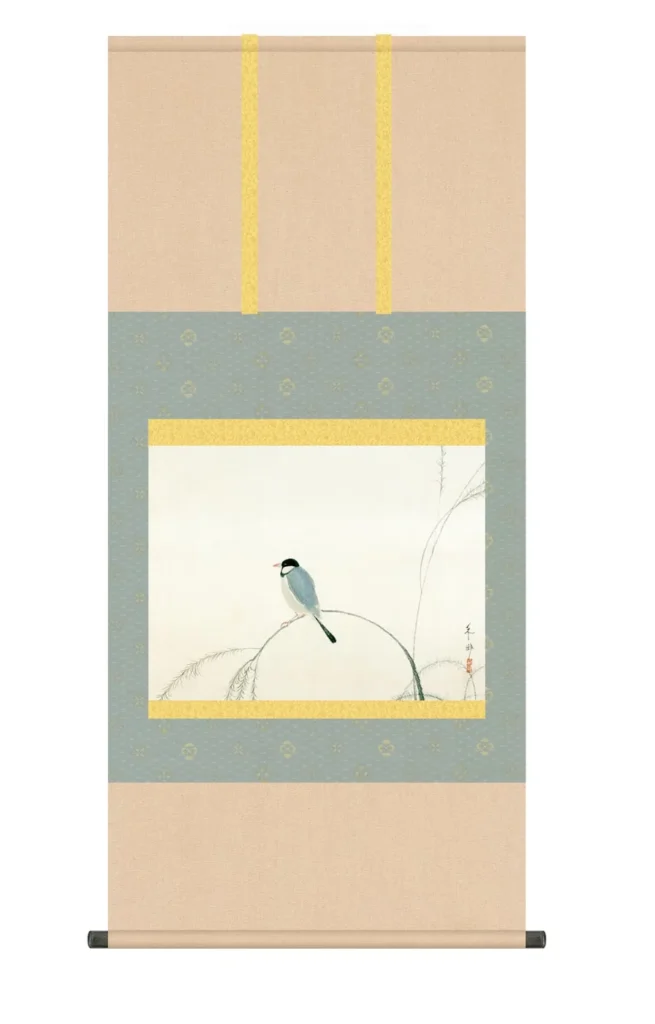 掛け軸(掛軸)【尺五】 文鳥（ぶんちょう）（速水御舟）【複製】 名画 複製 日本製 速水 御舟 文鳥 稲穂 【送料無料】【代引き手数料無料】