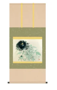 掛け軸(掛軸)【尺五】 墨牡丹（すみぼたん）（速水御舟）【複製】 名画 複製 日本製 速水 御舟 牡丹 花 【送料無料】【代引き手数料無料】