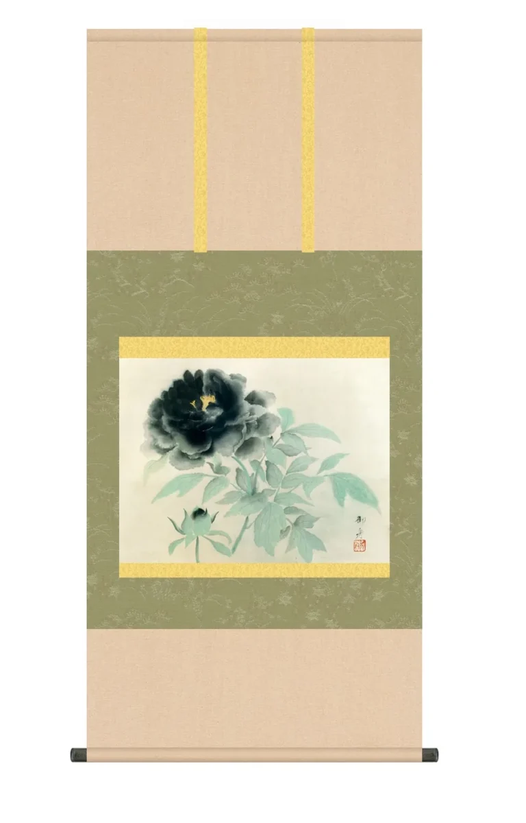 その他 掛け軸(掛軸)【尺五】 墨牡丹（すみぼたん）（速水御舟）【複製】 名画 複製 日本製 速水 御舟…
