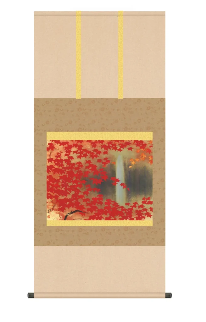 掛け軸(掛軸)【尺五】 滝に紅葉（川端龍子）【複製】 名画 複製 日本製 川端 龍子 もみじ 秋【送料無料】【代引き手数料無料】