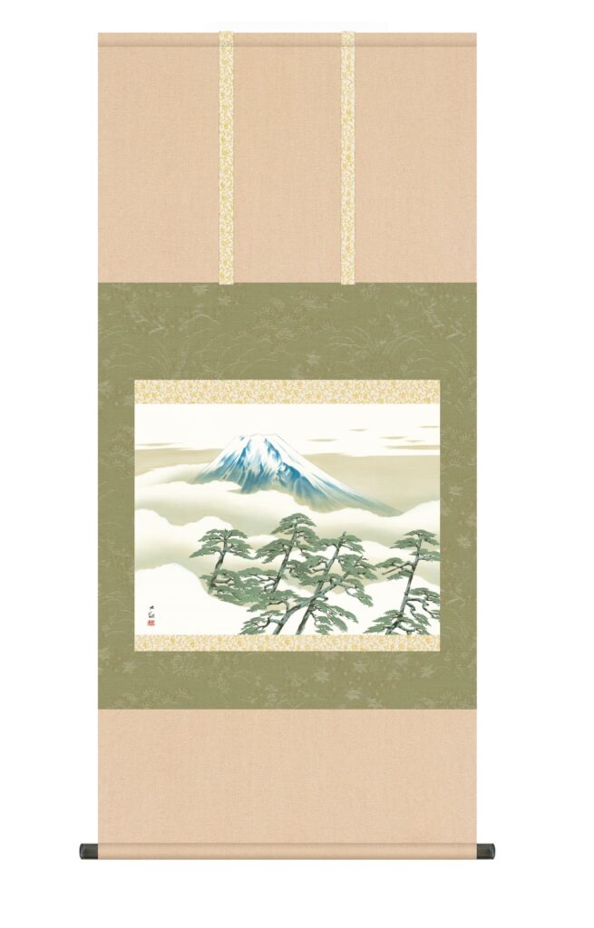 掛け軸(掛軸)【尺五】 松に富士（横山大観）【複製】 名画 複製 日本製 富士山 松 【送料無料】【代引き手数料無料】