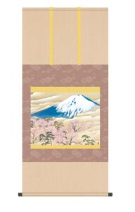 掛け軸(掛軸)【尺五】<br> 富士と桜図（横山大観）【複製】<br>　名画　複製　日本製　富士山　桜　【送料無料】【代引き手数料無料】