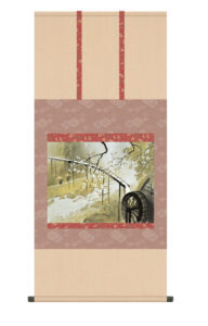 掛け軸(掛軸)【尺五】<br> 暮春の雨（ぼしゅんのあめ）（川合玉堂）【複製】<br>　名画　複製　日本製　川合　玉堂　桜【送料無料】【代引き手数料無料】