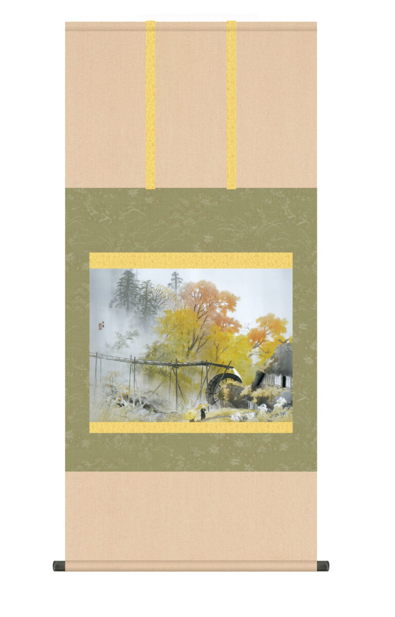 掛け軸(掛軸)【尺五】 彩雨（さいう）（川合玉堂）【複製】 名画 複製 日本製 川合 玉堂 秋【送料無料】【代引き手数料無料】