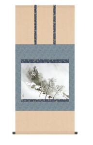 掛け軸(掛軸)【尺五】<br> 吹雪（ふぶき）（川合玉堂）【複製】<br>　名画　複製　日本製　川合　玉堂　冬【送料無料】【代引き手数料無料】