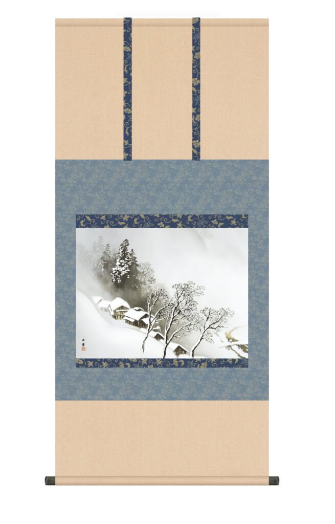 掛け軸(掛軸)【尺五】 吹雪（ふぶき）（川合玉堂）【複製】 名画 複製 日本製 川合 玉堂 冬【送料無料】【代引き手数料無料】