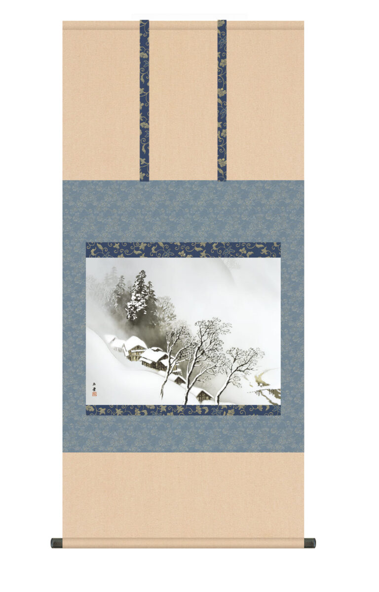 掛け軸(掛軸)【尺五】 吹雪（ふぶき）（川合玉堂）【複製】 名画 複製 日本製 川合 玉堂 冬【送料無料】【代引き手数料無料】