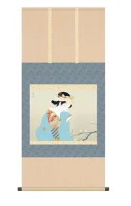 掛け軸(掛軸)【尺五】 春芳（しゅんぽう）（上村松園）【複製】 名画 複製 日本製 上村 松園 美人【送料無料】【代引き手数料無料】