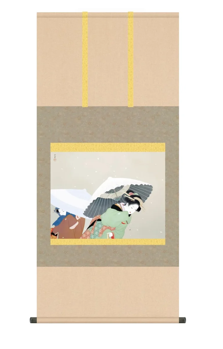 その他 掛け軸(掛軸)【尺五】 牡丹雪（ぼたんゆき）（上村松園）【複製】 名画 複製 日本製 上村 松園…