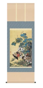 掛け軸(掛軸)【尺五】紫陽花双鶏図（あじさいそうけいず） 名画 複製 日本製 紫陽花 鶏【送料無料】【代引き手数料無料】