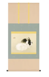 掛け軸(掛軸)【尺五】 宇佐幾（うさぎ）（竹内栖鳳）【複製】 名画 複製 日本製 竹内 栖鳳 兎 ウサギ【送料無料】【代引き手数料無料】