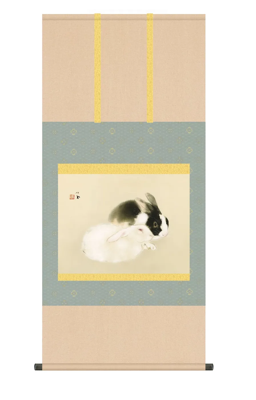 その他 掛け軸(掛軸)【尺五】 宇佐幾（うさぎ）（竹内栖鳳）【複製】 名画 複製 日本製 竹内 栖鳳 兎… 商品画像