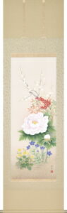 掛け軸 四季花(鈴木優莉)<br>　年中掛け　春夏秋冬　牡丹　桜　【送料無料】【代引手数料無料】