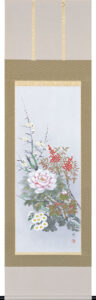 掛け軸 四季花(樫原 誠一)<br>　年中掛け　牡丹　モダン　掛軸【送料無料】【代引手数料無料】