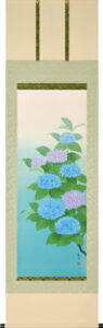 掛け軸／掛軸　紫陽花に蝸牛（富岡　蘇峰）<br>　夏掛け　あじさい　初夏　カタツムリ　おもてなし　普段掛け　<br>【送料無料】【代引手数料無料】