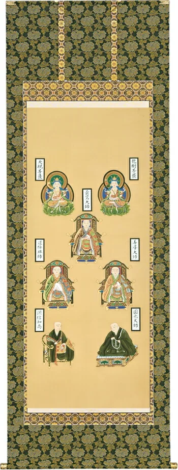 掛け軸／掛軸 浄土七高祖（加藤 鳳文） 桐箱収納 お盆 行事飾り 仏事 日常掛け 浄土真宗 【送料無料】【代引手数料無料】