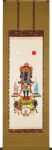 掛け軸／掛軸 庚申（こうしん）（無落款） 桐箱収納 お盆 お彼岸 法事 特殊工芸作品 【送料無料】【代引き手数料無料】