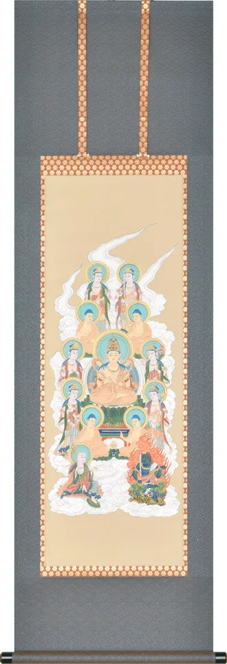 十三佛 掛軸 真言三幅（特殊工芸品） 桐箱収納 お盆 お彼岸 法事 特殊工芸 真言宗 商品画像