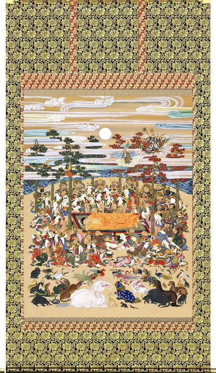 掛け軸／掛軸 釈迦涅槃図（松井 翔雲） 桐箱収納 お盆 お彼岸 肉筆 ニルヴァーナ 三尺立 【送料無料】【代引手数料無料】