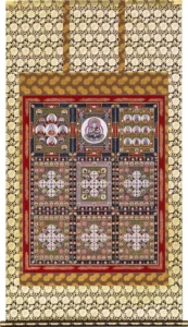 掛け軸／掛軸 両界曼荼羅（松井 翔雲） 桐箱収納 金剛界（西・果） 胎蔵界（東・因） 肉筆 【送料無料】【代引手数料無料】
