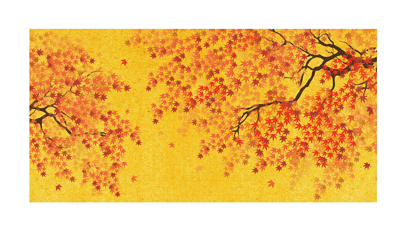 デザイン屏風 ミニ屏風 紅葉 (木製・出力紙) 屏風 インテリア ミニ もみじ 日本製 二曲 小屏風海外お土産… 商品画像