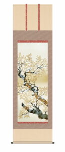 掛け軸【尺五】<br> 山桜花（横山大観）【複製】<br>　床の間　モダン　巨匠　名画　複製画　和室　掛物　日本製　桜【送料無料】【代引き手数料無料】