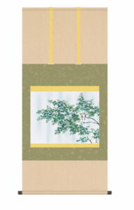 掛け軸(掛軸)【尺五】<br> 緑雨（横山大観）【複製】<br>　床の間　モダン　巨匠　名画　複製画　和室　掛物　日本製　雀　雨【送料無料】【代引き手数料無料】