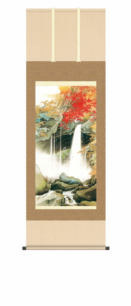 掛け軸(掛軸)【尺五】 日光裏見滝（川合玉堂）【複製】 床の間 モダン 巨匠 名作 名画 複製画 和室 掛物 日本製 川合 玉堂 秋【送料無料】【代引き手数料無料】