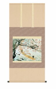 掛け軸(掛軸)【尺五】<br> 花筏（川合玉堂）【複製】<br>　床の間　モダン　巨匠　名作　名画　複製画　春　日本製　和室　掛物　川合　玉堂　桜【送料無料】【代引き手数料無料】