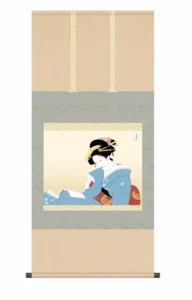 掛け軸【尺五】 つれづれ（上村松園）【複製】 床の間 モダン 巨匠 名作 和室 名画 複製画 日本製 掛物 上村 松園 美人【送料無料】【代引き手数料無料】