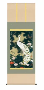 掛け軸【尺五】 老松孔雀図(ろうしょうくじゃくず) （伊藤若沖）【複製】 床の間 モダン 巨匠 名作 孔雀 和室 掛物 名画 複製 日本製 伊藤 若沖【送料無料】【代引き手数料無料】