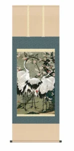 掛け軸(掛軸)【尺五】 梅花群鶴図（ばいかぐんかくず）（伊藤若沖）【複製】 床の間 モダン 巨匠 名作 鶴 和室 掛物 名画 複製 日本製 伊藤 若沖【送料無料】【代引き手数料無料】