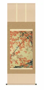 掛け軸【尺五】 紅葉小禽図（こうようしょうきんず）（伊藤若沖）【複製】 床の間 モダン 巨匠 名作 鳥 和室 掛物 名画 複製 日本製 伊藤 若沖【送料無料】【代引き手数料無料】