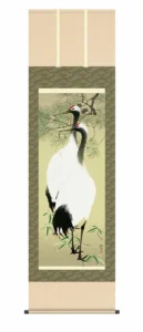 掛け軸【尺五】 慶鶴図（川端龍子）【複製】 名画 複製画 日本製 川端 龍子 鶴 松【送料無料】【代引き手数料無料】