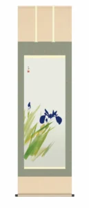 掛け軸(掛軸)【尺五】 杜若（かきつばた）（竹内栖鳳）【複製】 床の間 モダン 巨匠 名作 和室 掛物 名画 複製画 日本製 竹内 栖鳳 杜若【送料無料】【代引き手数料無料】