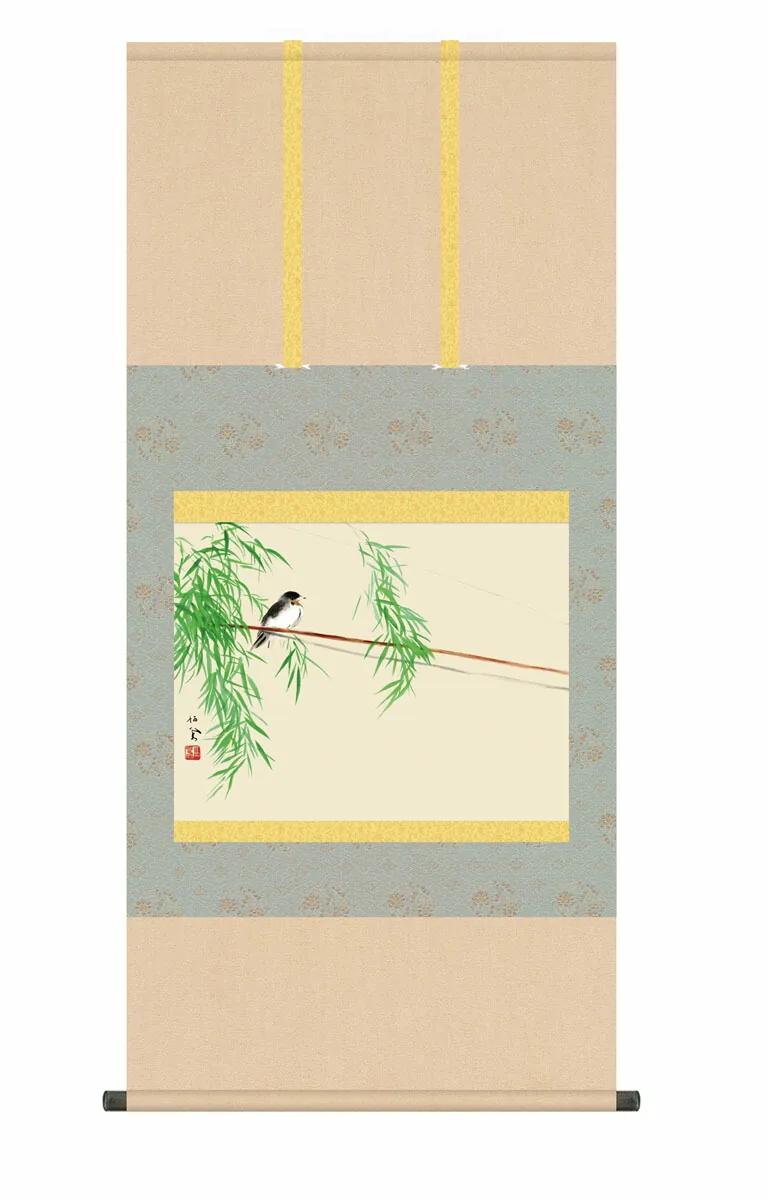 その他 掛け軸【尺五】 風かおる（竹内栖鳳）【複製】 床の間 モダン 巨匠 名作 和室 掛物 名画 複製…