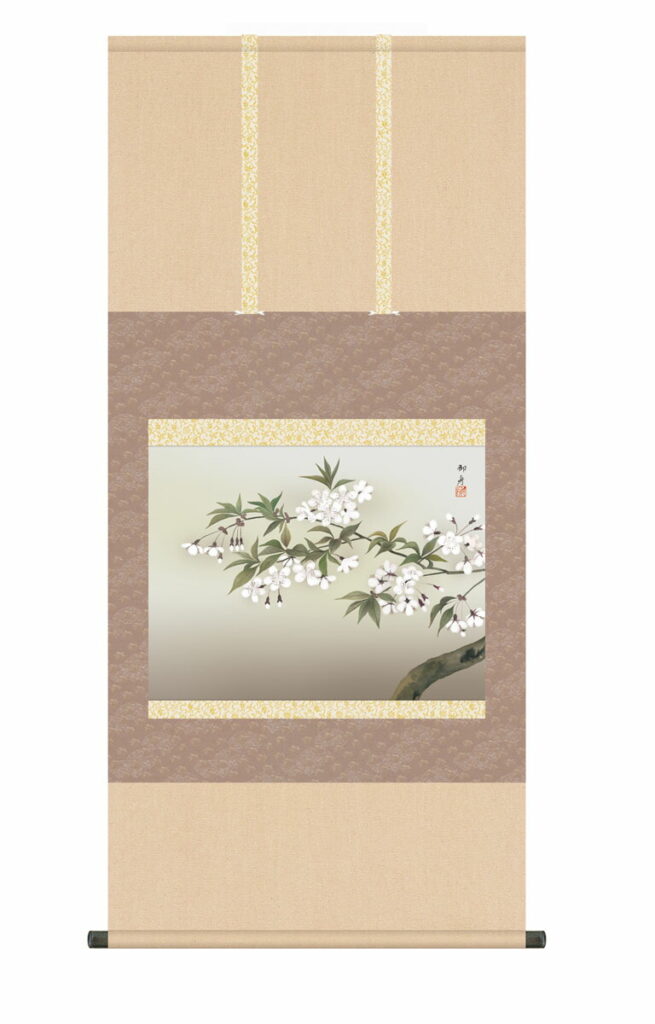 掛け軸【尺五】 夜桜（速水御舟）【複製】 床の間 モダン 巨匠 名作 和室 掛物 名画 複製画 日本製 速水 御舟 桜 【送料無料】【代引き手数料無料】